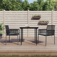 vidaXL Καρέκλες Κήπου 2 τεμ. Μαύρες 54x60,5x83,5 εκ Συνθ. Ρατάν/Μαξιλ. 364102