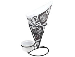 FOODTRUCK Σετ σερβιρίσματος για τηγανιτές πατάτες 22275542 Μεταλλική βάση, 5 χάρτινες σακούλες, κεραμικό μπωλ σάλτσας, 17 x 17,5 x 13 cm