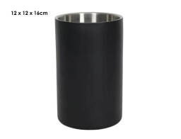 HIT Σαμπανιέρα - Βάση μπουκαλιού (22092830) Με διπλό τοίχωμα, ανοξείδωτο ατσάλι, σατινέ μαύρο, 12 x 12 x 16 cm