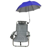 Velco Βοηθητική Μεταλλική Ομπρέλα 1,2m Για Καρέκλα Παραλίας - Μπλε Με Εσωτερική Ασημί Επίστρωση