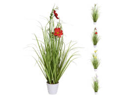 PRIMAVERA Τεχνητό φυτό σε γλάστρα Γρασίδι με άνθος, 65cm, σε 4 επιλογές χρώματος