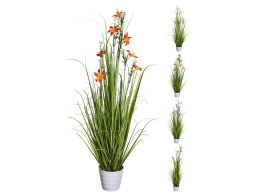 Τεχνητό φυτό σε γλάστρα Γρασίδι με άνθος, 98cm, σε 4 επιλογές χρώματος