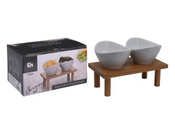 Σετ Σερβιρίσματος Excellent Houseware Πορσελάνη και bamboo, 3 τεμάχια