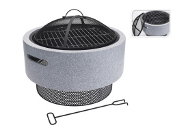 Εστία φωτιάς εξωτερικού χώρου με σχάρα ΒΒQ, 52x18.5cm, Γκρι