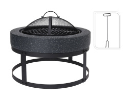 Εστία φωτιάς εξωτερικού χώρου με σχάρα ΒΒQ, 50.5x37cm, Μαύρο