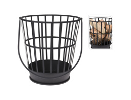 THE NETHERLANDS Kαλάθι μεταλλικό για ξύλα με χερούλι μεταφοράς, 38x38cm, Μαύρο