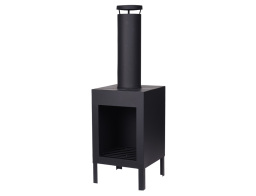 Τζάκι εξωτερικού χώρου με καμινάδα και πόδια στήριξης, 30x30x100cm, Μαύρο