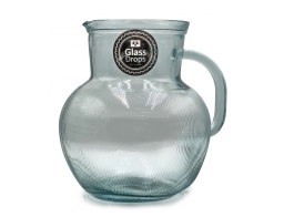 Glass Drops Κανάτα με χερούλι Ribbed (3198) Από ανακυκλωμένο γυαλί, Χωρητικότητας 2.3L, Διαστάσεων Ø 20 x Υ 20 cm