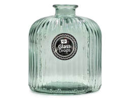 Διακοσμητικό Βάζο Glass Drops Daroca Stripe (4863DB600) Από ανακυκλωμένο γυαλί, Χωρητικότητας 1.95L, Διαστάσεων Ø 16 x Υ 18cm, Natural Green