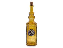 Διακοσμητικό Μπουκάλι με πώμα Glass Drops Miguelete (5033DB411) Aπό 100% ανακυκλωμένο γυαλί, Xωρητικότητας 700ml, Διαστάσεων Ø 8 x Υ 30 cm, Yellow Gold