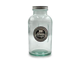 Glass Drops Δοχείο με καπάκι Storage (5290)  Aπό 100% ανακυκλωμένο γυαλί, Xωρητικότητας 500ml, Διαστάσεων Ø 8.5 x Υ 16.5 cm