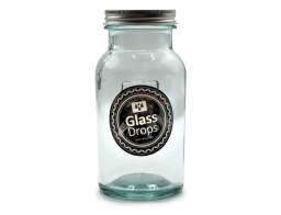 Δοχείο Τροφίμων Glass Drops με καπάκι (5291) Aπό ανακυκλωμένο γυαλί, Χωρητικότητας 250ml, Διαστάσεων Ø 6,5 x Υ 13,5 cm