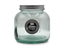Glass Drops Δοχείο με καπάκι Storage (5798) Aπό 100% ανακυκλωμένο γυαλί, Xωρητικότητας 1L , Διαστάσεων Ø 13 x Υ 13 cm
