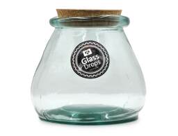 Glass Drops Δοχείο με πώμα φελλού Sac (5917) Aπό 100% ανακυκλωμένο γυαλί, Xωρητικότητας 1.5L, Διαστάσεων Ø 15 x Υ 15 cm