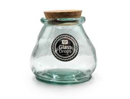 Δοχείο με πώμα φελλού Glass Drops Sac (5918) Aπό 100% ανακυκλωμένο γυαλί, Xωρητικότητας 800ml, Διαστάσεων Ø 12 x Υ 12 cm