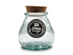 Glass Drops Δοχείο με πώμα φελλού Sac (5919) Aπό 100% ανακυκλωμένο γυαλί, Xωρητικότητας 380ml, Διαστάσεων Ø 10 x Υ 10 cm