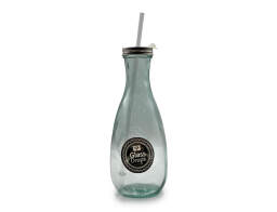 Glass Drops Μπουκάλι Authentic (5927) Με καλαμάκι, Aπό 100% ανακυκλωμένο γυαλί, Xωρητικότητας 600ml, Διαστάσεων Ø 9 x Υ 27 cm