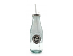 Glass Drops Μπουκάλι Coca Cola (9014) Με πώμα και καλαμάκι, Aπό 100% ανακυκλωμένο γυαλί, Xωρητικότητας 550ml, Διαστάσεων Ø 8 x Υ 28 cm