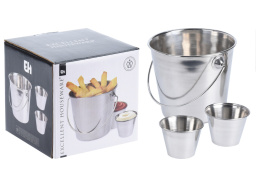 Σετ Καλάθι Σερβιρίσματος για τηγανιτές πατάτες από Ανοξείδωτο Ατσάλι - 3 τεμάχια