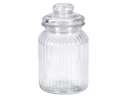 Γυάλινο βάζο Excellent Houseware με καπάκι, Χωρητικότητας 750ml, 10x19cm