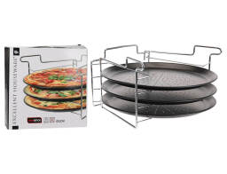 Σετ 3 ταψιά πίτσας Excellent Houseware με βάση και διάμετρο 32cm - 4 τεμάχια