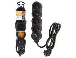 Πολύπριζο - 4x Schuko - Με Διακόπτη On/Off - Καλώδιο 1.4m - Mαύρο