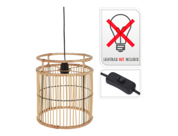 Φωτιστικό οροφής ρεύματος Ξύλο μπαμπού με λαμπτήρα Ε27 και διαστάσεις 28x28x30cm - Kαφέ