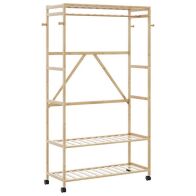 vidaXL Ράφι ρούχων με ράφια και ρόδες 110x40x180 εκ. Μπαμπού 4008923