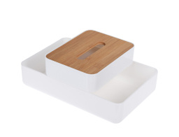 Bathroom Solutions Σετ δίσκος οργάνωσης και κουτί για χαρτομάντηλα Καφέ/Λευκό - 2 τεμάχια