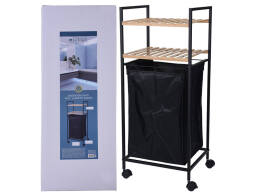 Bathroom Solutions Επιδαπέδια ραφιέρα μπάνιου Ξύλο Μπαμπού, με 2 ράφια και καλάθι απλύτων, 32.5x38x89.5cm