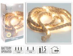 Σχοινί με φωτισμό LED - 1.5 Μέτρο, 15 LED φωτάκια, με μπαταρία - Θερμό λευκό