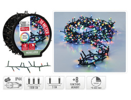 500 Φωτάκια LED - 10 Μέτρα + 3 Μέτρα σύνδεσης , Kανονική Διάταξη, με χειριστήριο, 8 προγράμματα, Πράσινο καλώδιο PVC - Πολύχρωμο