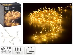Deco 960 Φωτάκια MicroLED - 9.6 Μέτρα + 5 Μέτρα σύνδεσης , Πυκνή Διάταξη, Ασημί συρμάτινο καλώδιο - Θερμό λευκό