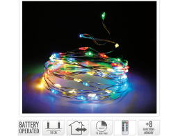 Deco 200 Φωτάκια MicroLED - 20.2 Μέτρα + 30 Εκατοστά σύνδεσης , με χειριστήριο, 8 προγράμματα, dimmer, Ασημί συρμάτινο καλώδιο - Πολύχρωμο