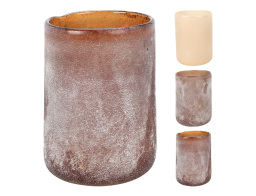 Διακοσμητικό Κηροπήγιο γυάλινο, με διαστάσεις 10x14cm, σε 3 επιλογές χρώματος