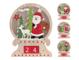 Ξύλινο χριστουγεννιάτικο ημερολόγιο με φωτισμό LED και διαστάσεις 23x4.5x30cm, σε 3 επιλογές σχεδίου