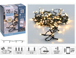 120 Φωτάκια LED - 12 Μέτρα + 5 Μέτρα σύνδεσης (AX8718500), Κανονική Διάταξη, με Bluetooth, 8 προγράμματα, Πράσινο καλώδιο PVC - Με Dimmer Και Έλεγχο μέσω Κινητού Τηλεφώνου - Θερμό λευκό