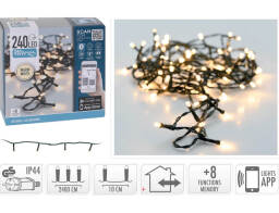 240 Φωτάκια LED - 24 Μέτρα + 5 Μέτρα σύνδεσης (AX8718510), Κανονική Διάταξη, με Bluetooth, 8 προγράμματα, Πράσινο καλώδιο PVC - Με Dimmer Και Έλεγχο μέσω Κινητού Τηλεφώνου - Θερμό λευκό