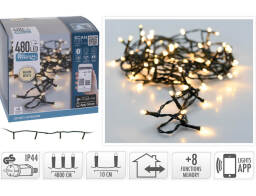 480 Φωτάκια LED - 48 Μέτρα + 5 Μέτρα σύνδεσης (AX8718520), Κανονική Διάταξη, με Bluetooth, 8 προγράμματα, Πράσινο καλώδιο PVC - Με Dimmer Και Έλεγχο μέσω Κινητού Τηλεφώνου - Θερμό λευκό