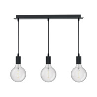XANLITE Κρεμαστό φωτιστικό με 3 μαύρα μεταλλικά ντουι, βάση E27, ρυθμιζόμενο καλώδιο 150cm, IP20