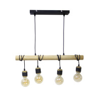 XANLITE Κρεμαστό φωτιστικό με 4 ξύλινα ντουί, βάση E27, ρυθμιζόμενο καλώδιο 80cm και 60cm, IP20