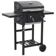 vidaXL Ψησταριά Κάρβουνου / BBQ Μαύρη με Κάτω Ράφι 44280