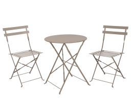 Πτυσσόμενο Σετ Κήπου & Βεράντας με Τραπέζι Bistro και 2 Καρέκλες - Μέταλλο - Taupe matt