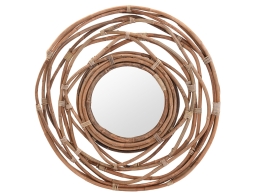 Διακοσμητικός καθρέπτης τοίχου Kubu στρογγυλός, με διαστάσεις 90x6cm - Σε απόχρωση ξύλου