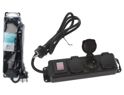 Πολύπριζο εξωτερικού χώρου - 3x Schuko - Με Διακόπτη On/Off - Καλώδιο 1.4m - Mαύρο