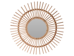 Διακοσμητικός καθρέπτης τοίχου στρογγυλός, με διαστάσεις 78x78x2cm - Σε απόχρωση ξύλου