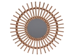 Διακοσμητικός καθρέπτης τοίχου στρογγυλός, με διαστάσεις 50x50x1.8cm - Σε απόχρωση ξύλου