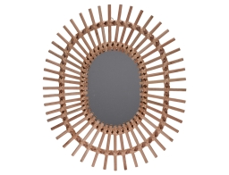 Διακοσμητικός καθρέπτης τοίχου οβάλ, με διαστάσεις 58x49x2cm - Σε απόχρωση ξύλου