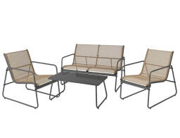 The Netherlands Σετ Κήπου & Βεράντας με Τραπέζι, Διθέσιο Καναπέ και 2 Πολυθρόνες - Μέταλλο/Γυαλί/Πολυεστέρας