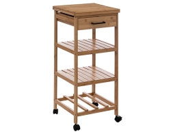 Τρόλεϊ τακτοποίησης και αποθήκευσης κουζίνας 5Five με Ράφια και Συρτάρια, από ξύλο Bamboo, 37x48x90cm